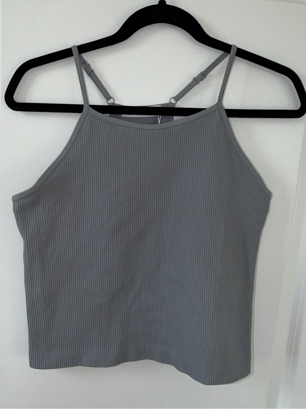 LASLULU Gray Ribbed High Neck Tank Top Size XL NWT